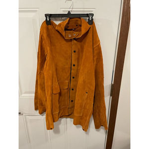 Welding Jacket Brown Cowhide Leather Flame Retardant Protection Pockets L New